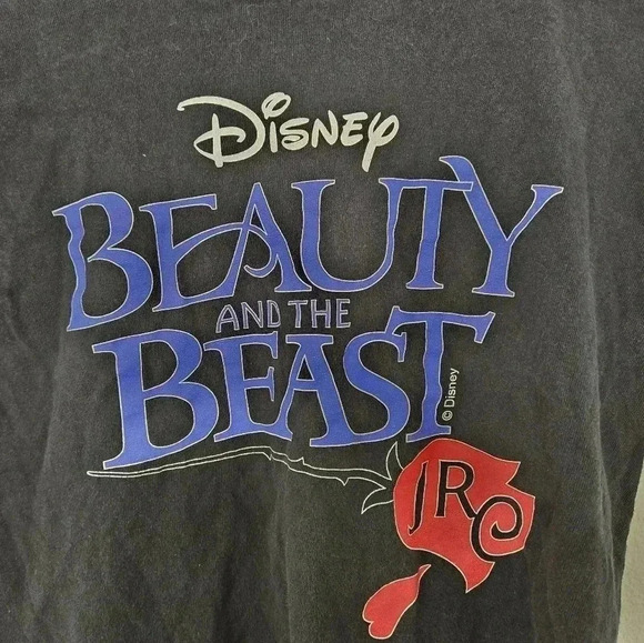 Vintage 90s Disney Beauty and the Beast T-shirt Black Kids Size Medium M Rare - Picture 2 of 8